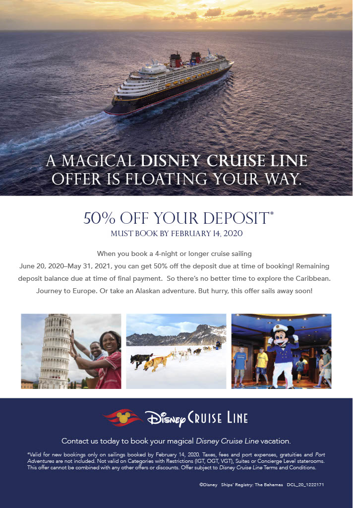 disney cruise line reduced deposit