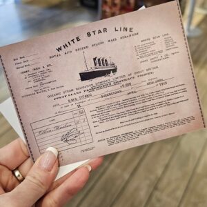 Boarding pass from the Titanic Experience Cobh tour